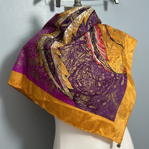 Honey silk square floral abstract shimmer scarf women’s - Picture 9 of 12